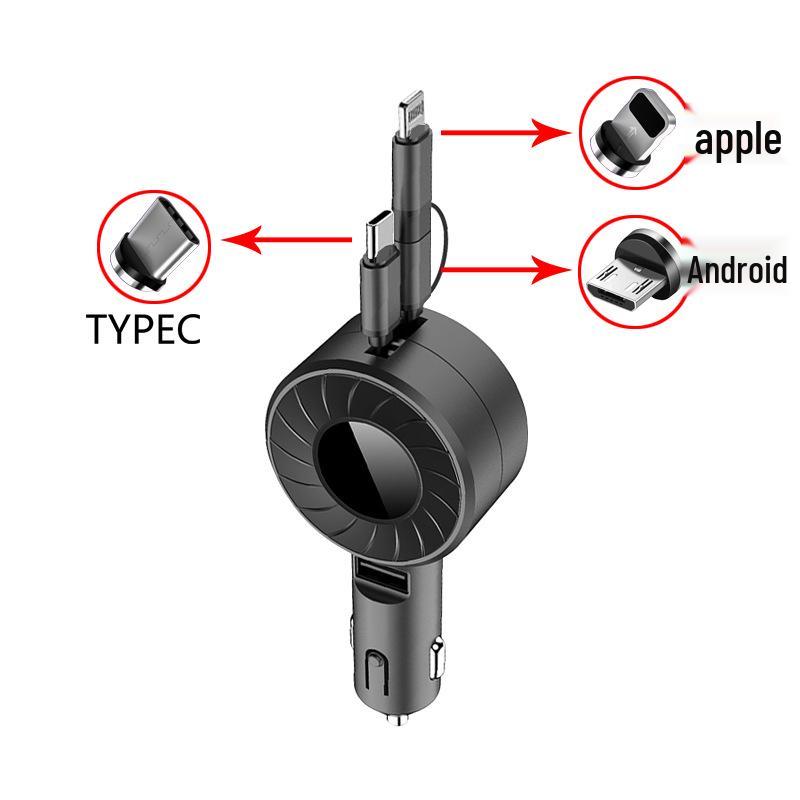 

Retractable 3-in-1 Fast Car Charger for Android & Apple Devices