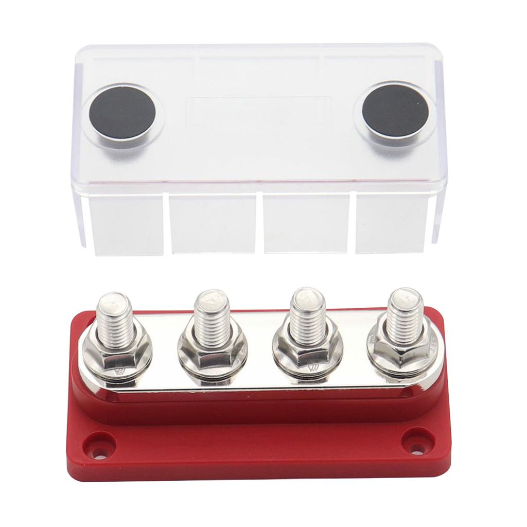 300A Power Distribution Block Bus Bar 4 X 3/8 48V   Busbar Box with Transparent Cover