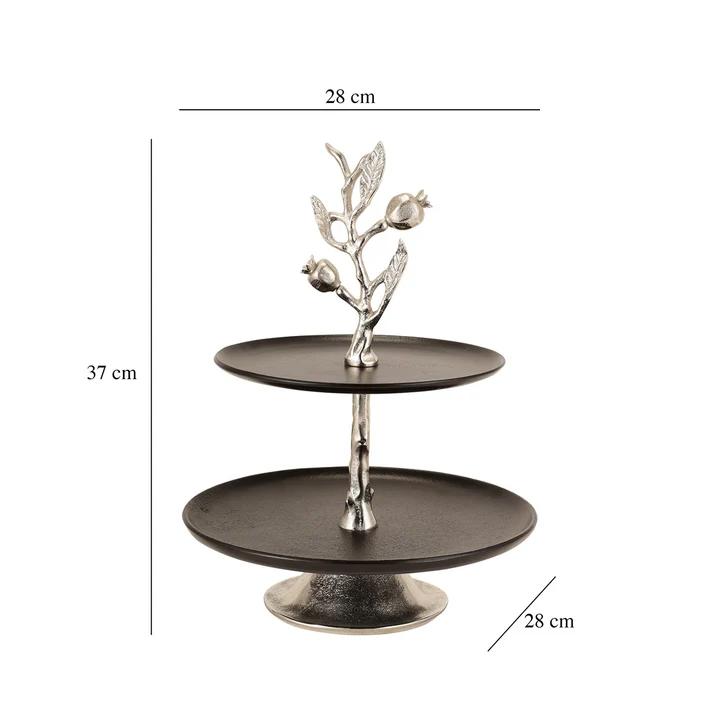 Pomegranate Two Layer Cake Stand – Decorative Tiered Cake Stand for Serving & Display | 28 x 28 x 37 cm