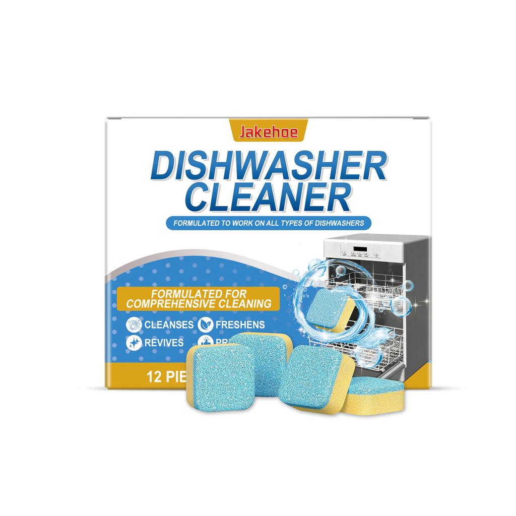 JAKEHOE Dishwasher Cleaner Tablets 12 Count Degrease Remove Limescale Household Dishwasher Care Effervescent Tablets