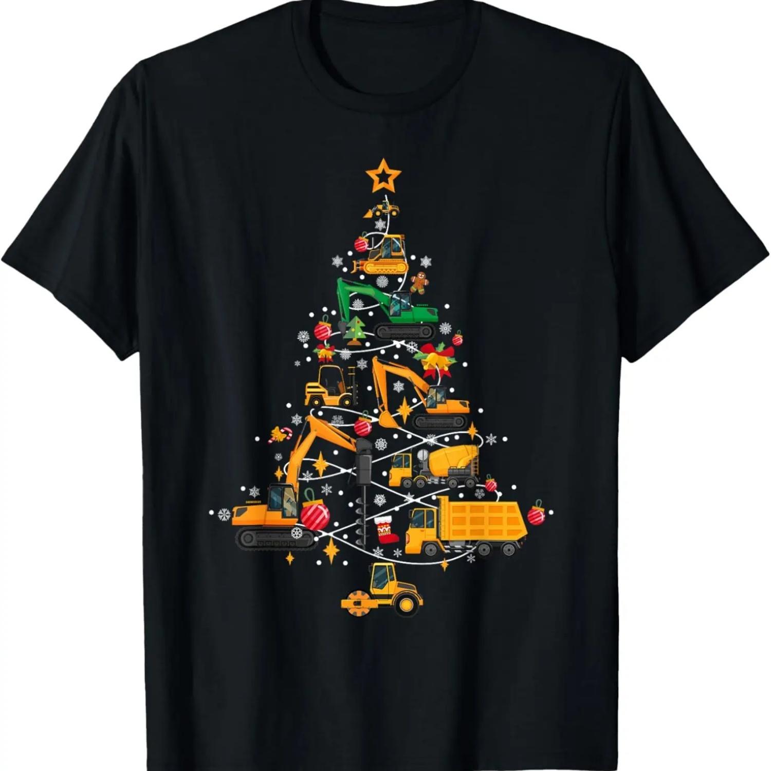 

Construction Excavator Christmas Tree Toddlers Novelty T-Shirt S чёрный