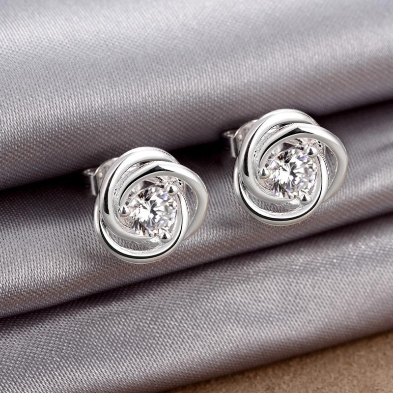 925 Sterling Silver Geometric AAA Zircon Earrings High Quality Charm Women Fashion Jewelry Wedding Party GiftGood product