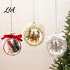 Plastic Holiday Balls Opening Christmas Ball Ornament with Bow, Tree Reindeer Snow Scene Shatterproof Inside Hanging Clear Ball, Xmas Sphere