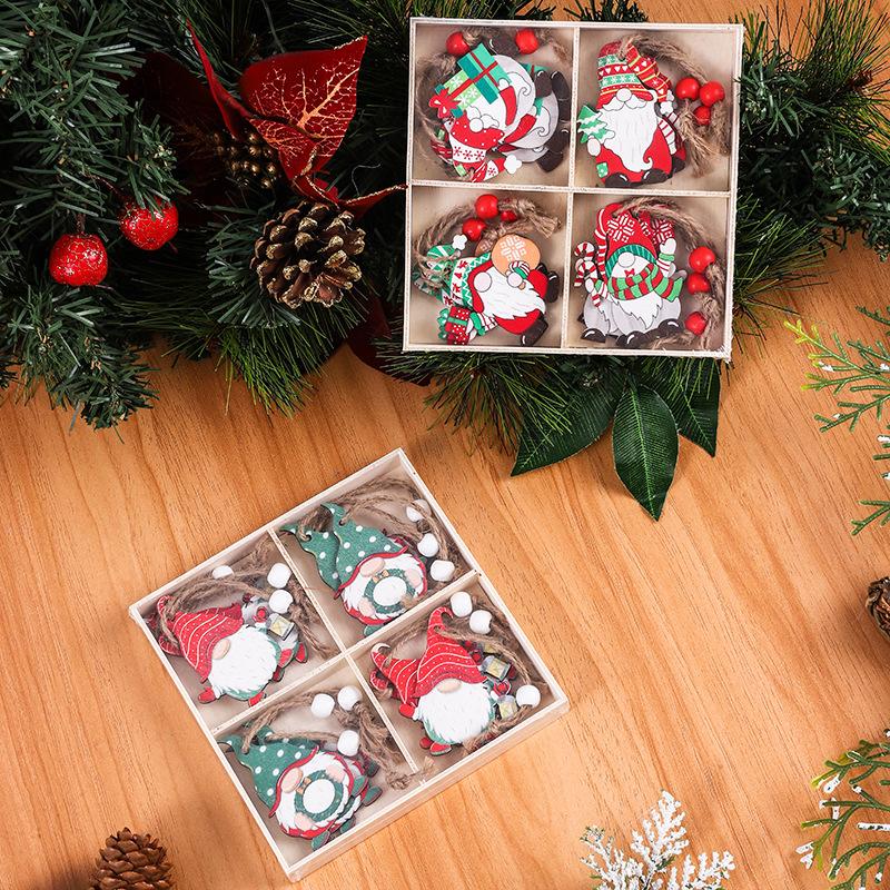 12Pcs Faceless Xmas Gnome Wooden Decoration Christmas Tree Window Wall Hanging Ornament