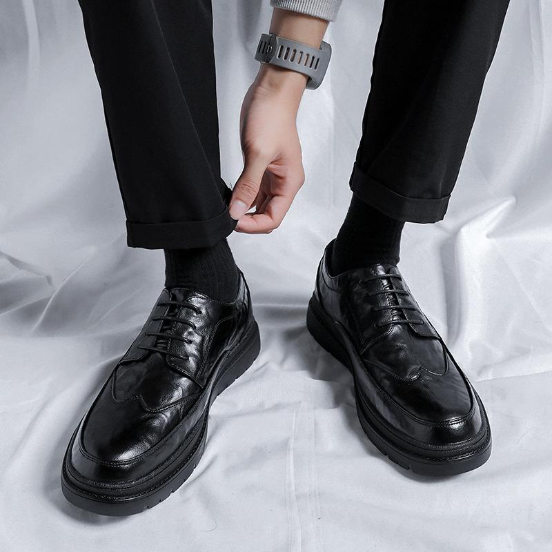 Leather shoes men's autumn and winter 2025 new trend business casual leather shoes heightening breathable men's shoes 19051-R