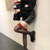 Rote Kante Sexy Overknee Oberschenkelhohe Strümpfe - Dünne schwarze Seide, Farblich passendes Design für Damen