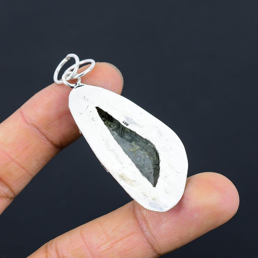 Memorial Day Deal Moss Moss Prehnite Gemstone Bezel Pendant 925 Sterling Silver