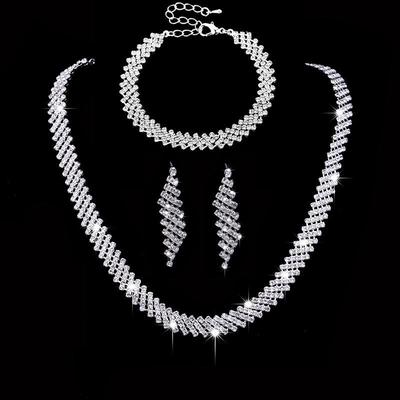 Starlight Bridal Jewelry Set: Dazzling Diamond Necklace and Earrings for Women