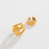 Golded C Shape Ear Cuff Stainless Steel Chunky Triple Ring Clip Retro Gold Jewelry  Women