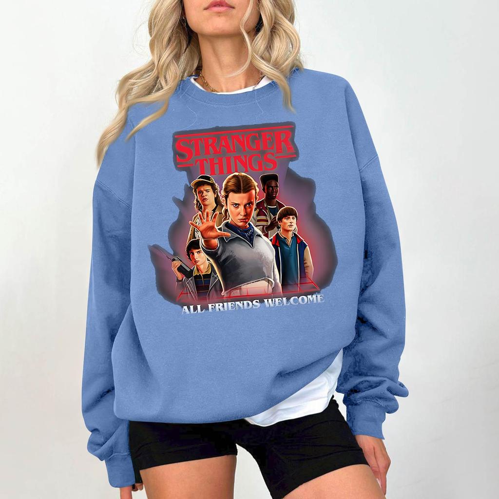 Dámská módní a ležérní mikina s dlouhým rukávem, kulatým výstřihem a potiskem