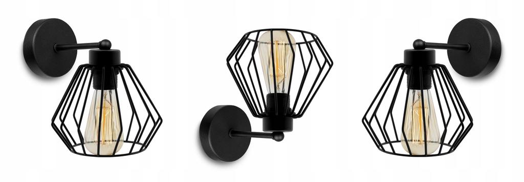 ELEGANT RETRO WALL LAMP WIRE BLACK LOFT