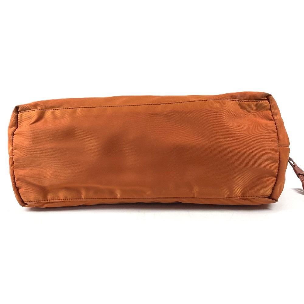 PRADA BR4001 triangle logo plate Tote Bag Shoulder Bag Leather / Nylon Orange