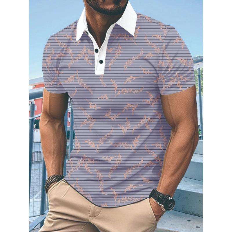 Men's Summer Short Sleeved Shirt with Personalized 3D Printed Button Polo Shirt