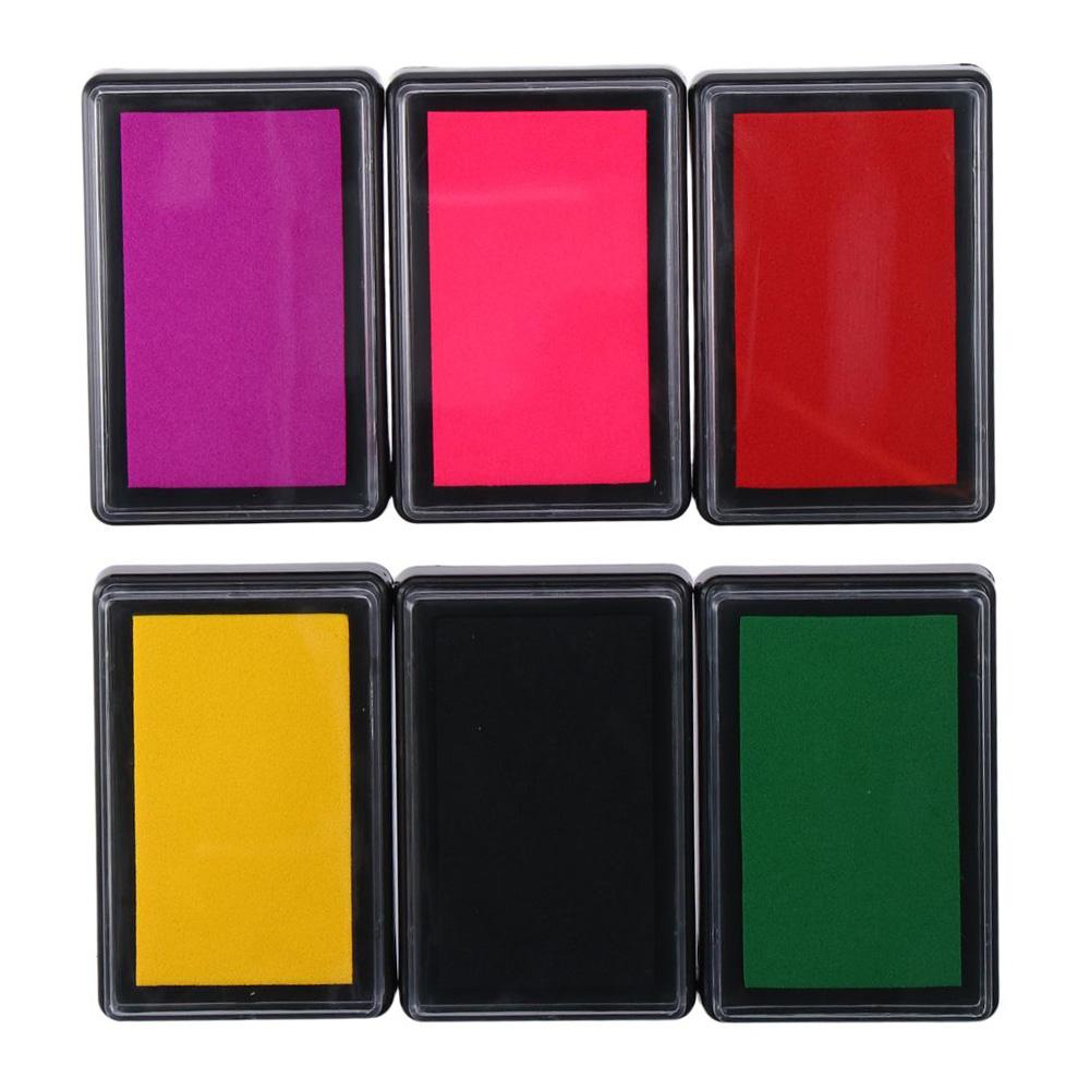 

6 шт., многоразовые чернильные подушечки свежего цвета, 6 цветов, чернильные подушечки для отпечатков пальцев, впечатляющий штамп