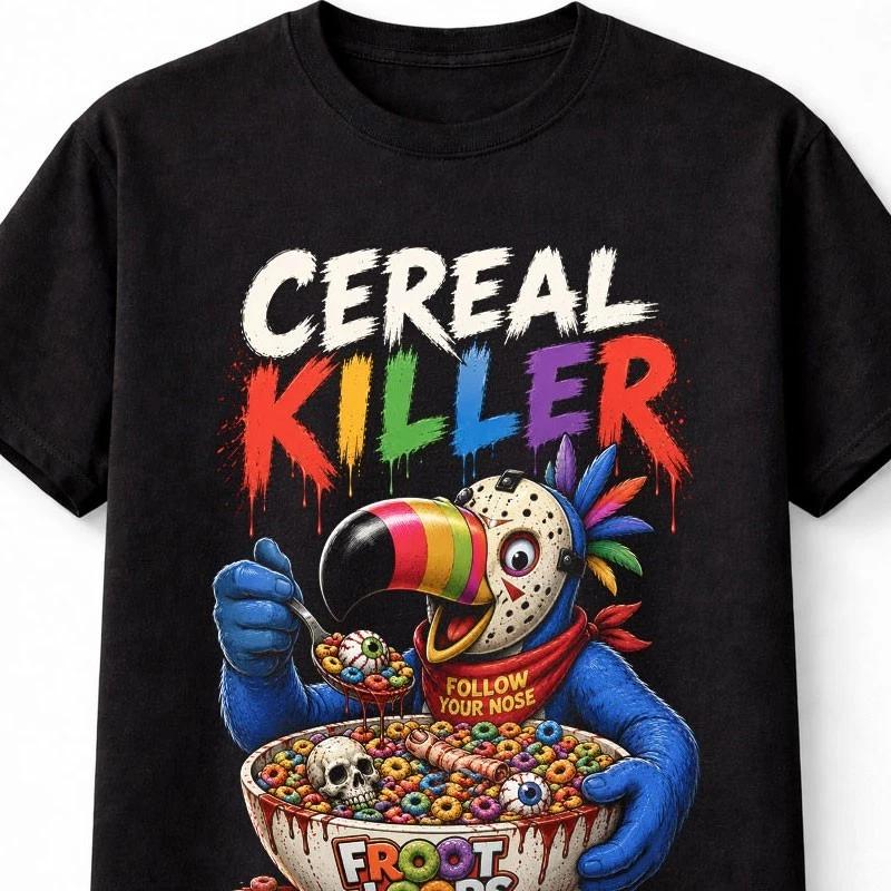 Cereal Killer Horror Toucan Froot Loops Slasher Unisex TShirt S