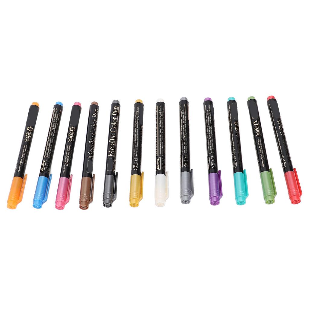 12 Color Drawing Pen Set Hard Tips Colorful Metallic Markers for Art Painting Greeting Card Craft Ma