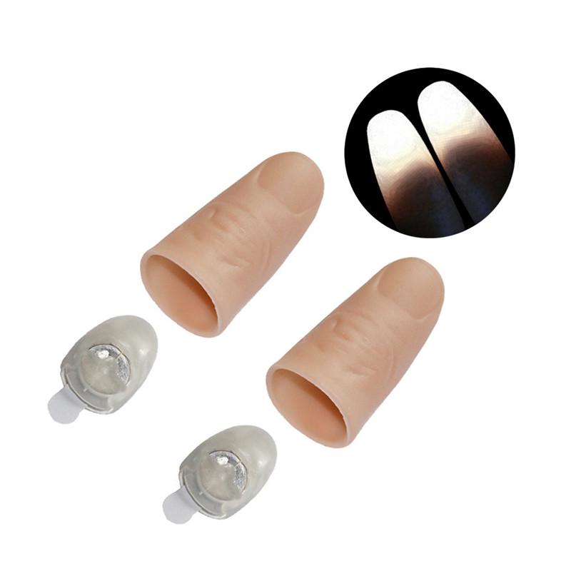 2Pcs PVC Party Magic Light Up Glow Thumbs Fingers Trick Appearing Light Close Up 