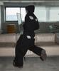 Seulliggeullou Angel Applique Curved Sweatpants [Black]