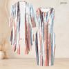 Women Plus Size Two Piece Outfit Sleeveless Bodycon Dress Three Quarter Sleeve Printed Cardigan