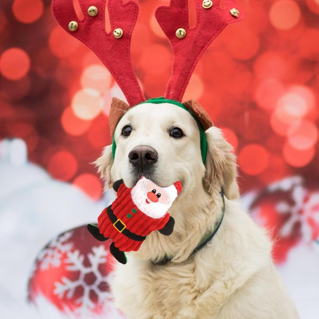 Dog Squeak Toys Dog Santa Toy Cute Puppy Chewers Doll For Small Medium Breed Outdoor Play Senior Pet