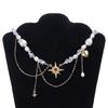 Octagram Necklace Trendy Short Collar Chain Lightweight Alloy Jewelry With Faux Pearls Details For Women