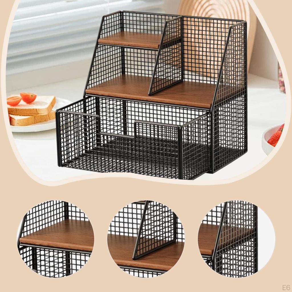 Organizer Station with Compartment Display Stand Storage Holder Rack for Pantry Dorm Cabinet