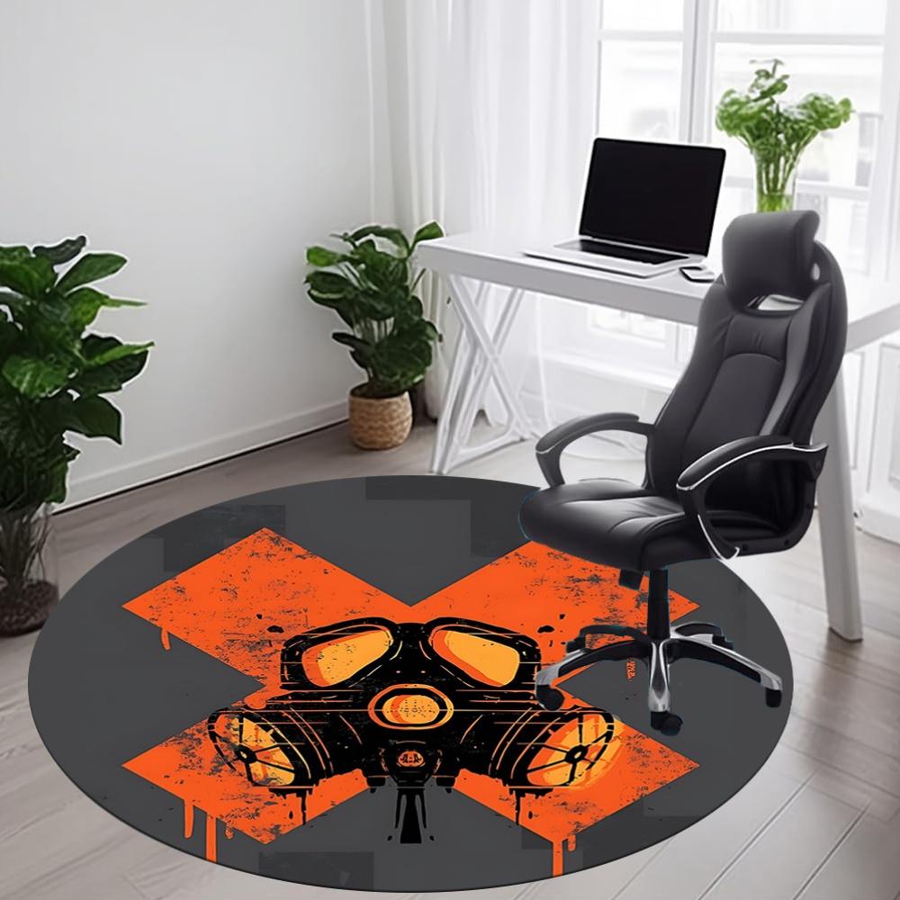 1pc Radiation Mask Office Round Area Rug, Indoor Mat Suitable For Office, Under Office Chairs Bedroom Living Room Home Decor, Room Deco