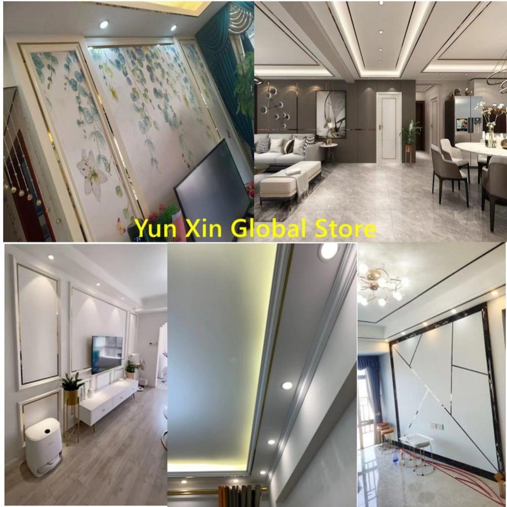 Neue 1 Rolle Gold Wandaufkleber Edelstahl Flache Dekorationslinien Titan Spiegel Wand Deckenkantenleiste Wohnzimmer Dekor