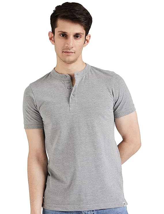 Men's Cotton Rich Polo T Shirt | Mandarin Collar Tshirts | Half Sleeves | Plain - Regular Fit (Available In Plus Sizes)