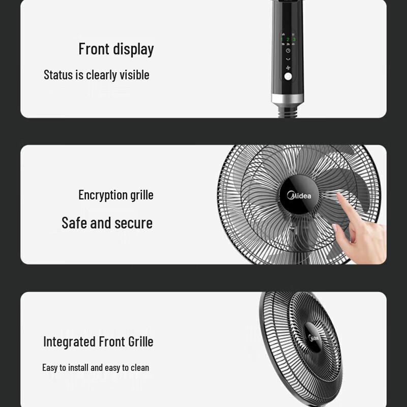 Midea 7-Blade Quiet Oscillating Pedestal Fan CN Plug (adapter Included)