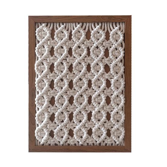 Handmade Woven Tapestry Frame Framed Boho Cotton Wall Art Wooden Rope Wall Hanging