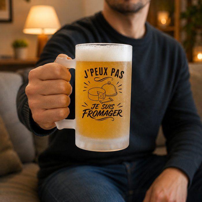 Chope à bière - PLANETEE - J'peux pas minimaliste - Givré - 470 ml - Verre trempé