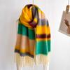 New Winter Plaid Cashmere Scarf Women Luxury Warm Shawls Poncho Tassel Thickened Men Unisex Neck Pashmina Scarf Rainbow Echarpe