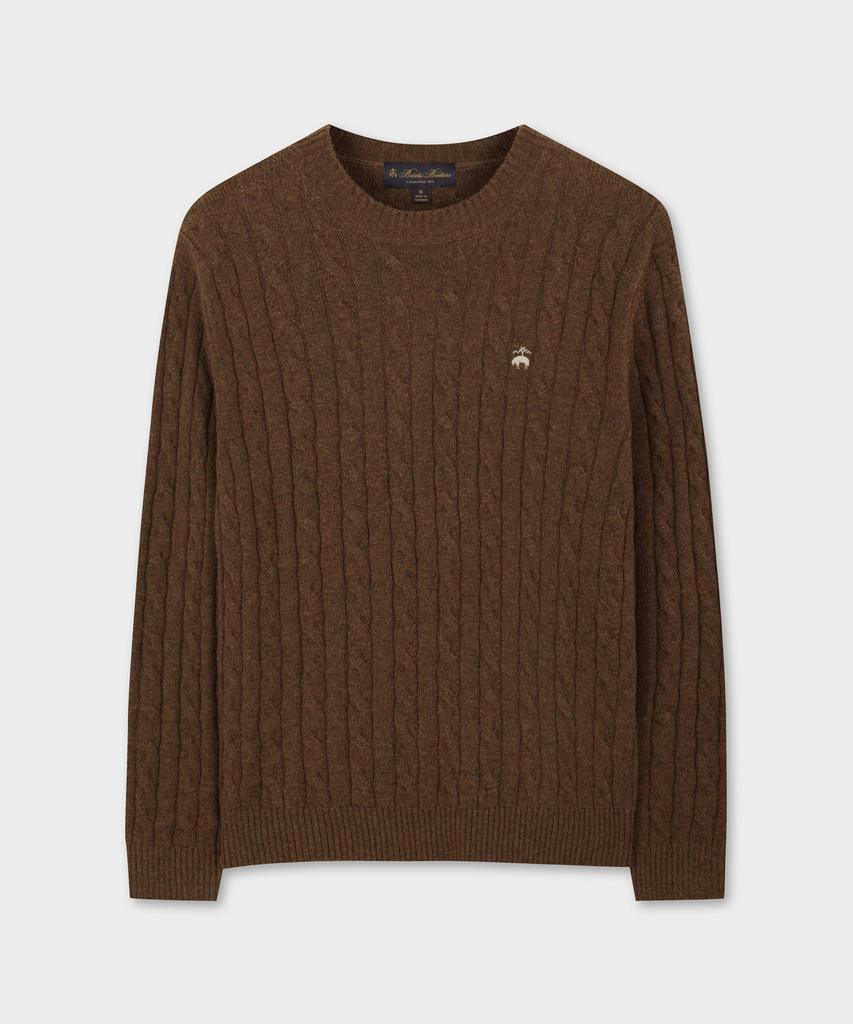 BROOKS BROTHERS [Heritage] Wool Cashmere Cable Sweater (Brown) (Bbwrmhg411)