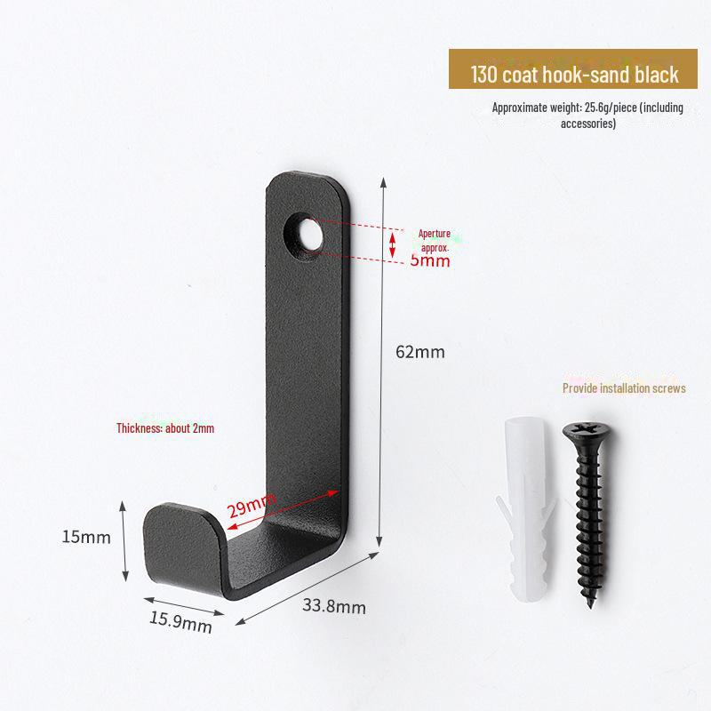 "Black Coat Hook Wall Hanging, Iron Bracket, Cross-Border Hardware for Room Door Storage"