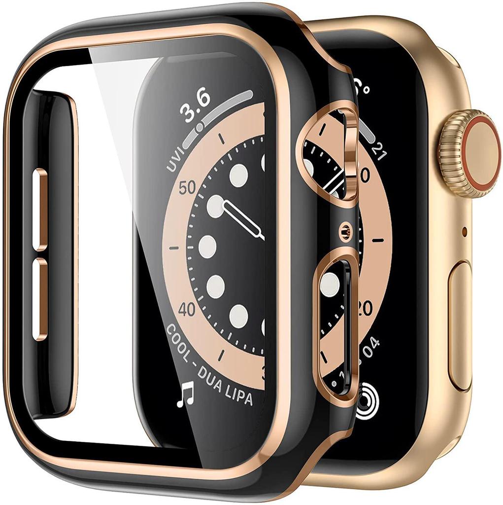 Coque de protection bicolore pour Apple Watch iWatch7 avec film en verre trempé