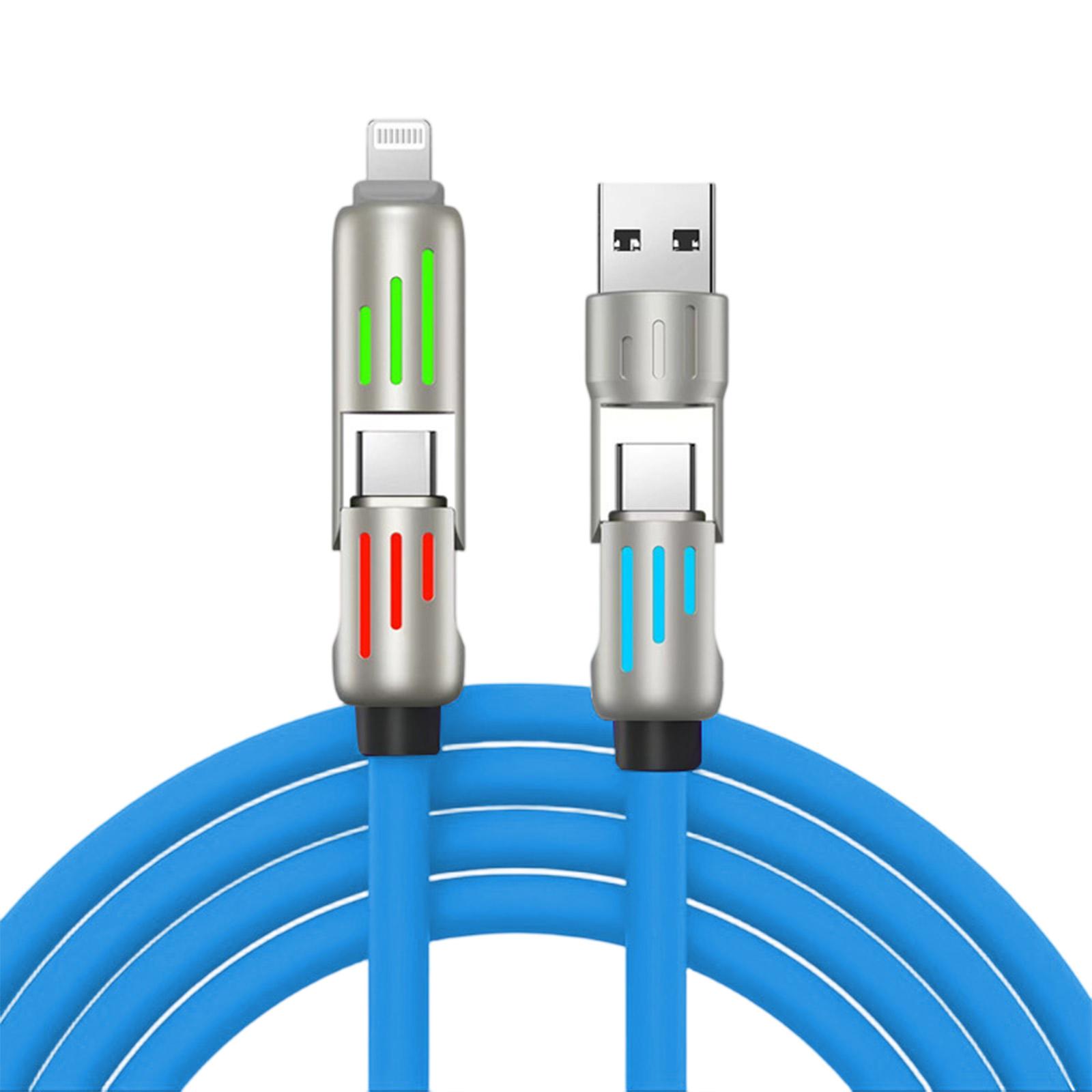 

4-in-1 USB Charging Cable, 240W Maximum Fast Charging Cable, Seven-color Breathing Light Fast Charging Cable, Type-C Charging Cable One Size