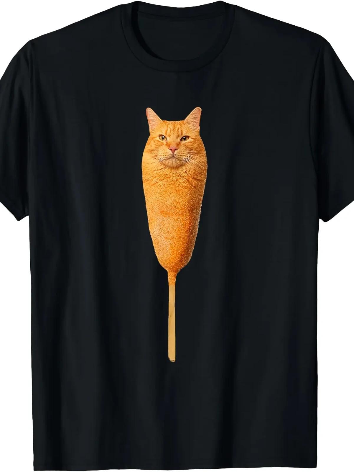 Corndog Cat Meme T Shirt Mens All Weather Comfortable Soft Short Sleeved Shirt F Unisex T-Shirt XL