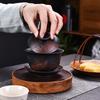 Vintage Purple Pottery Gaiwan Pot Bearing Chinese Handmade Tea Bowl Teacup Beauty Tea Infuser Household Travel Personal Teaware