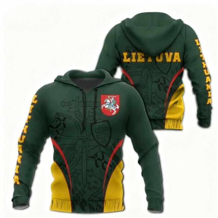 Lithuanian National Flag Emblem Camouflage Skull Warrior 3D Printing Men Fashionable Sports Outdoor Leisure Cool Hip-hop Hoodies
