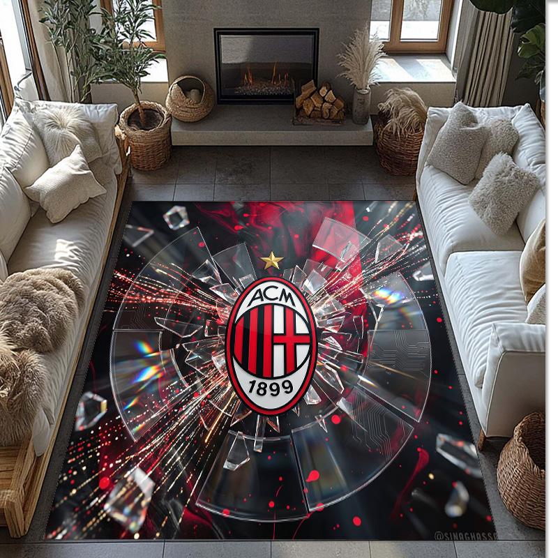AC Mailand Bedruckter Flanell Teppich Rutschfest Weicher Polyester Boden Teppich Indoor Dekor Matte für Schlafzimmer Wohnzimmer Sofa Spielzimmer Heimdekoration