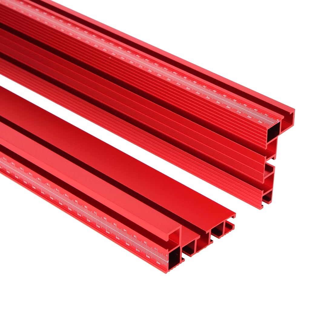 Miter Gauge Fence 75 Type Miter T-Track Aluminum Profile Fence Woodworking Miter Fence with Scale for Router Table (RED, 60cm)