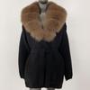 OFTBUY Autumn Women Soft Long Real Fox Fur Warm Knitted Coat Belt Turn-down Collar Outwears Casual Sweater Jacket Loose Lady Elegant Long