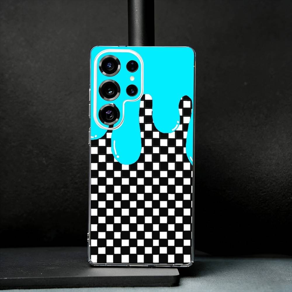 checkerboard chess board Phone Case For Samsung S25,S24,S21,S22,S23,S30,Ultra,S20,Plus,Fe,Note,10,9,5G Transparent Cover Samsung S10plus