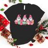 Christmas Gnome Letter Printed T-Shirts Fashion Harajuku Women Tee Shirt Unisex Casual Short Sleeve Round Neck Tops T-Shirts