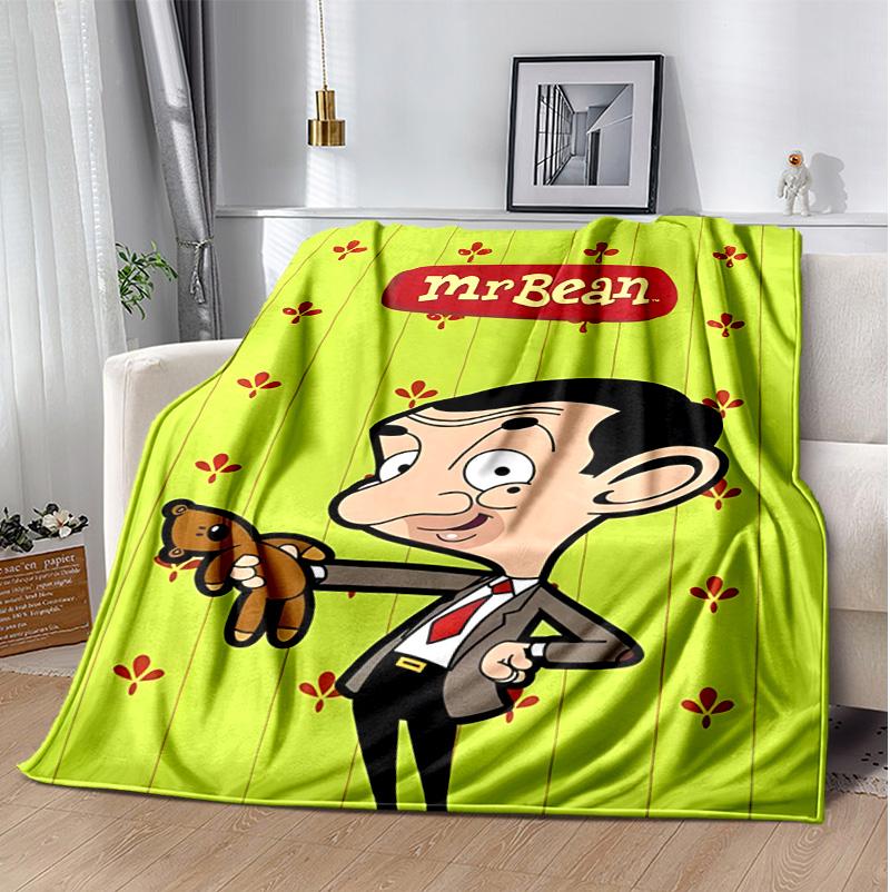 Mr Bean Flannel Blanket Soft Warm All-Season Throw, Design for Camping, Car Travel, Hiking Sofa, Bed, Office Perfect Gift for Parties