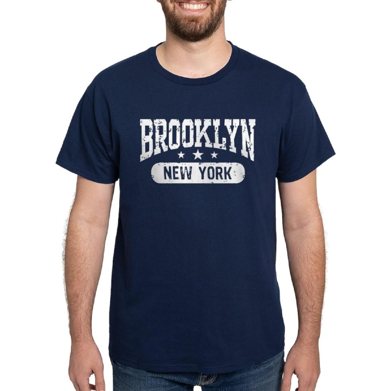 CafePress Бруклин Нью-Йорк Темная футболка Мужская 100% Хлопок, Классическая графическая темная футболка S