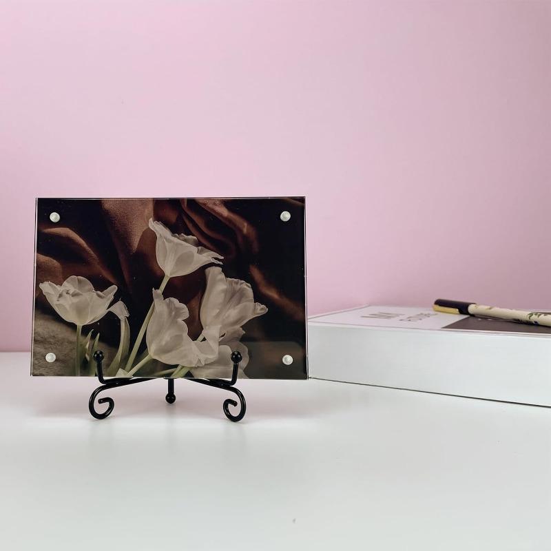 1pc Black Iron DIY Craft Bracket Book Holder Photo Pedestal Bowl Picture Frame Plate Rack Display Stand Easel Storage Holders