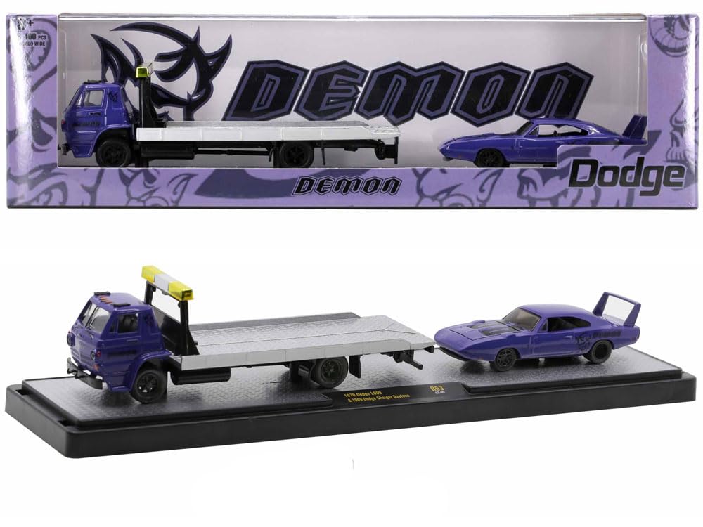 

M2 Machines Scale Auto Haulers Выпуск 53 Dodge L600 1969 Dodge Charger 164 1970 & Daytona [Предмет] чёрный