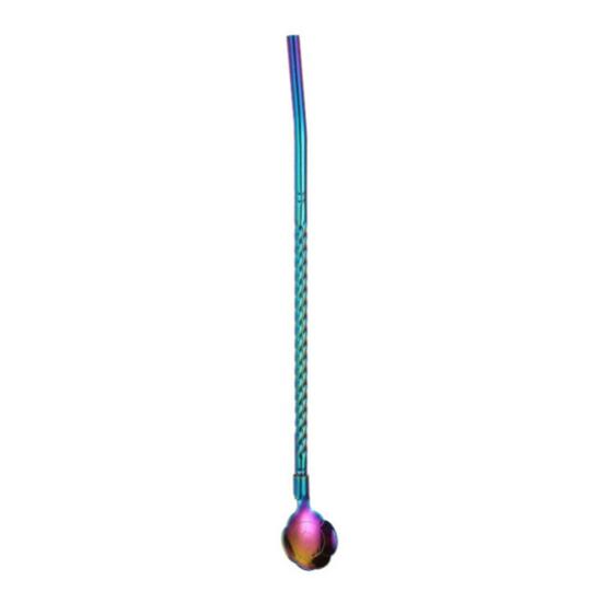 Yousheng Sakura Straw Spoon, 304 Stainless Steel Straw for Coffee Stirring, Reusable Drinking Straw for Juice Milk Tea